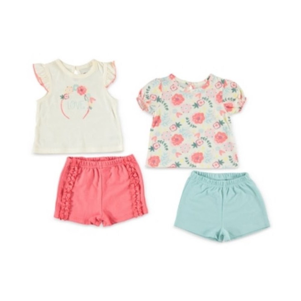 Chickpea Baby Girls 4-Pc. T-Shirts and Shorts Set, 3-6 Months